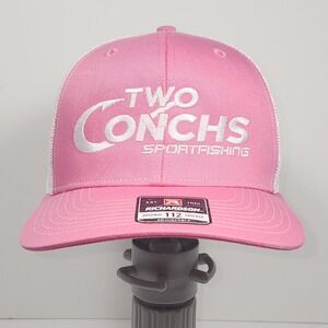 Baseball Truckers Cap Hat Two Conchs Sportfishing - Pink & White